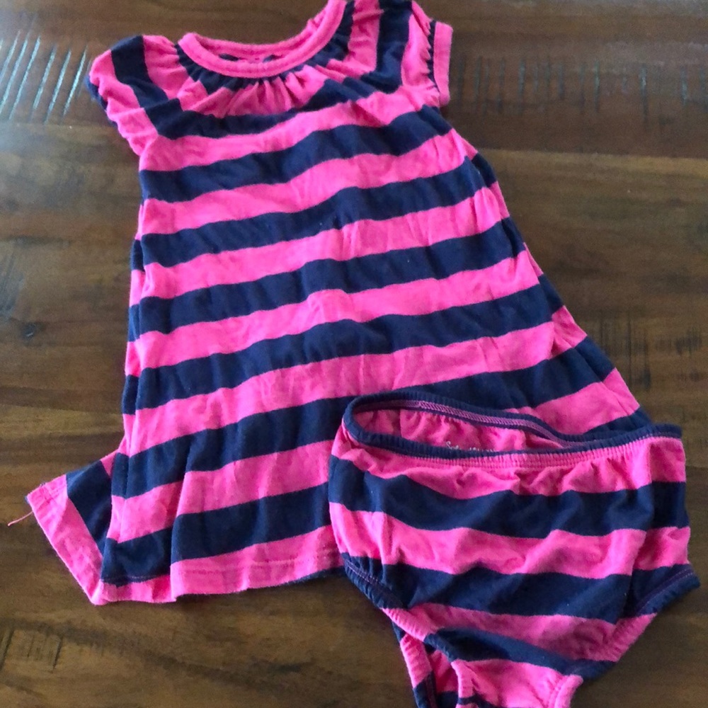 Splendid Pink and Navy striped dress 18 months